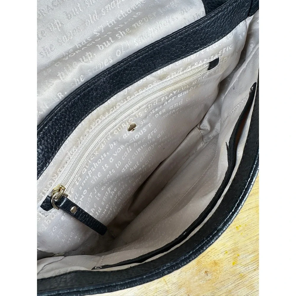 Kate Spade Black Pebbled Leather Spencer Court Lavinia Crossbody‎ Purse Classic